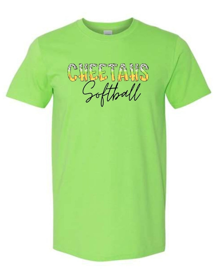 Cheetah Softball Green Gradient Tee