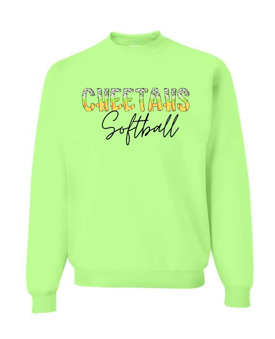 Cheetah Softball Green Gradient Sweatshirt and Hoodie