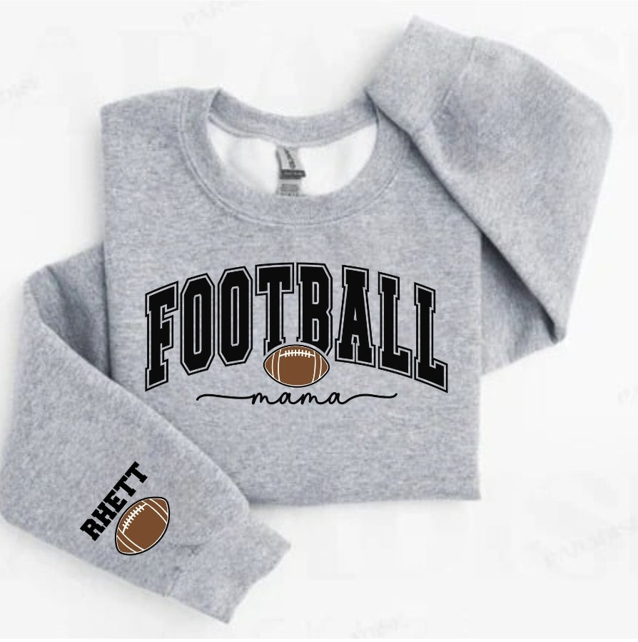 Football Mama Sweatshirt with Custom Sleeve