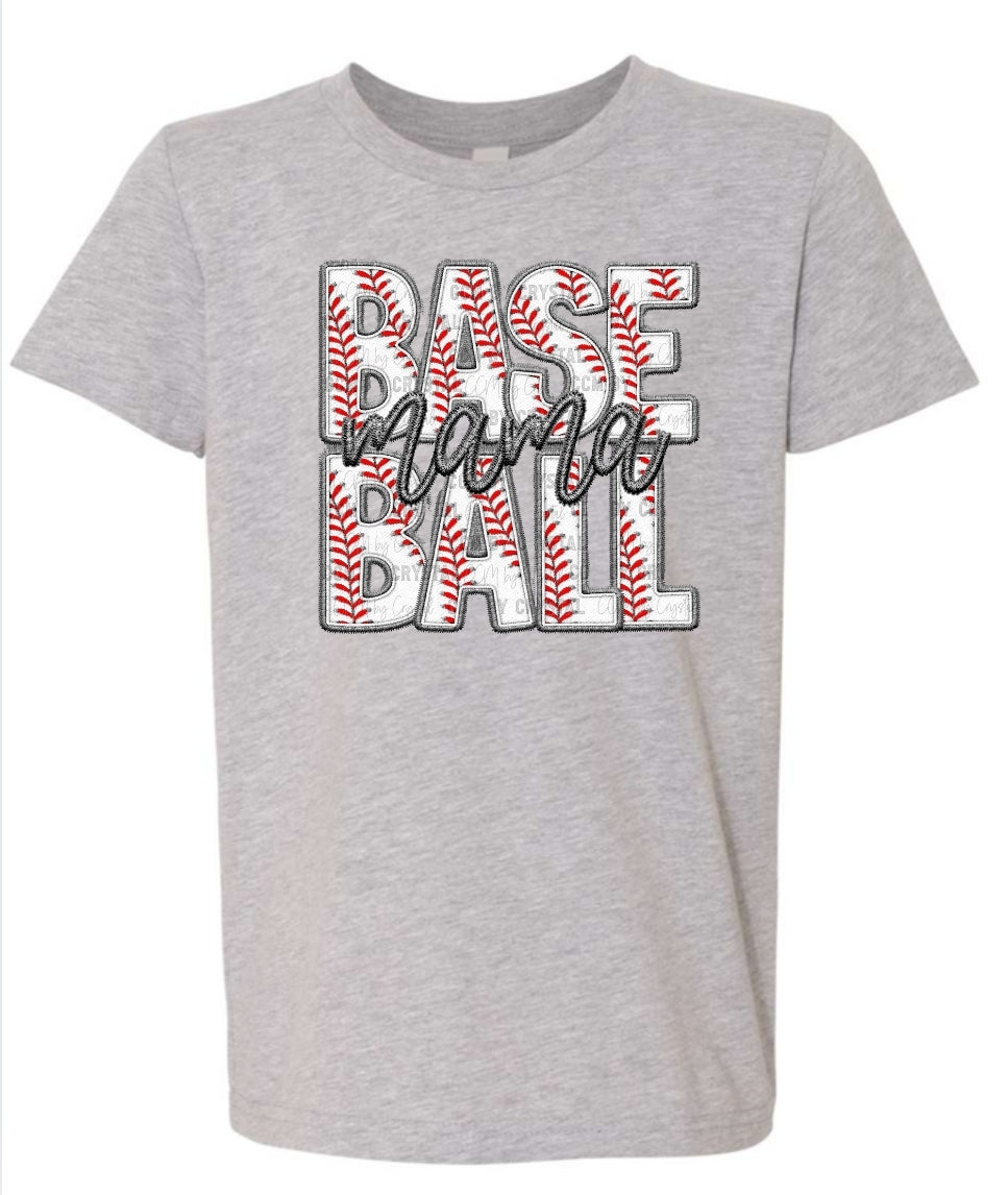 Baseball Mama Faux Embroidery Tee