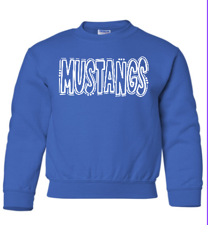 Mustang Doodle Youth Crewneck Sweatshirt