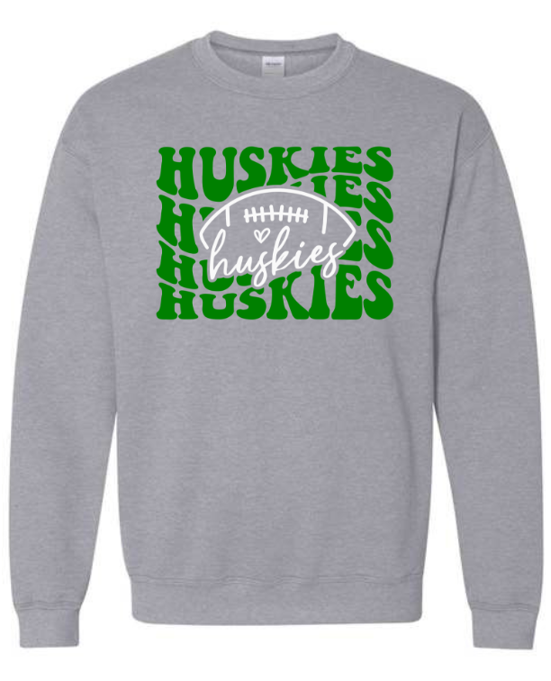 Huskies Heart and Football Crewneck Sweatshirt