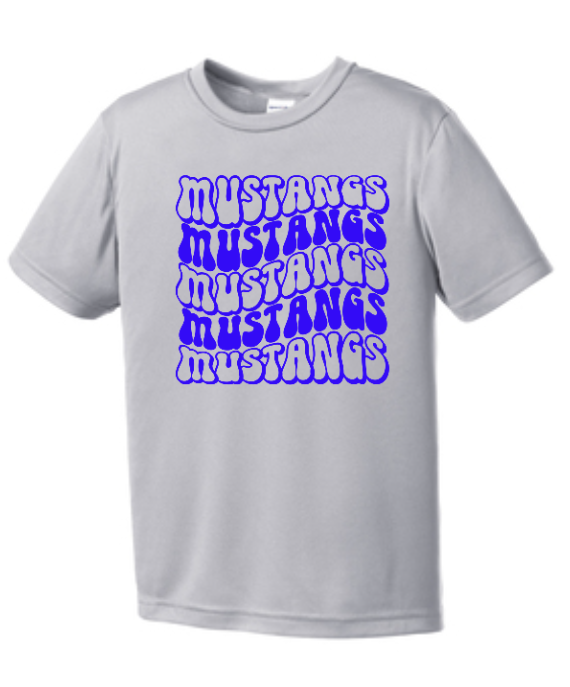 Mustangs Solid Bubble Stacked Adult Short Sleeve DRI FIT Tee