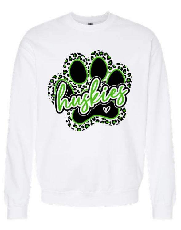Huskies Heart and Paw Print Crewneck Sweatshirt