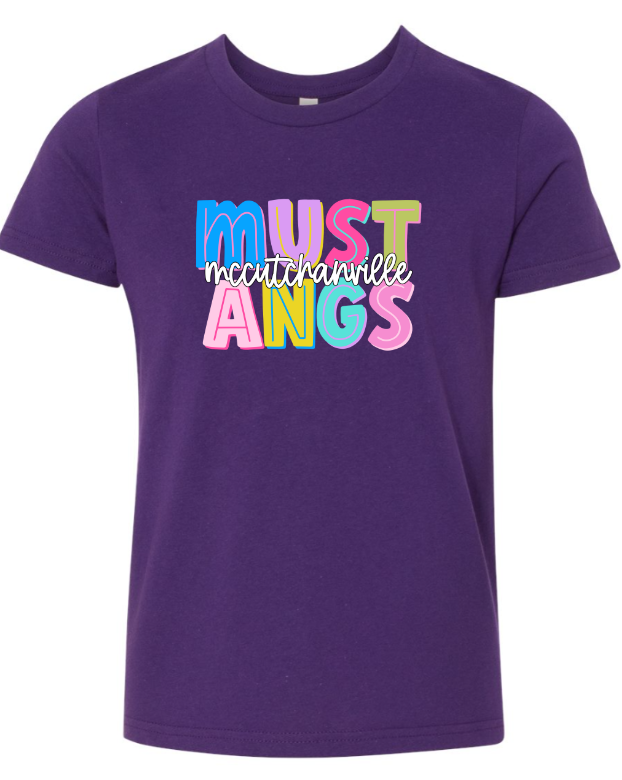 Mccutchanville mustangs colorful short sleeve tee
