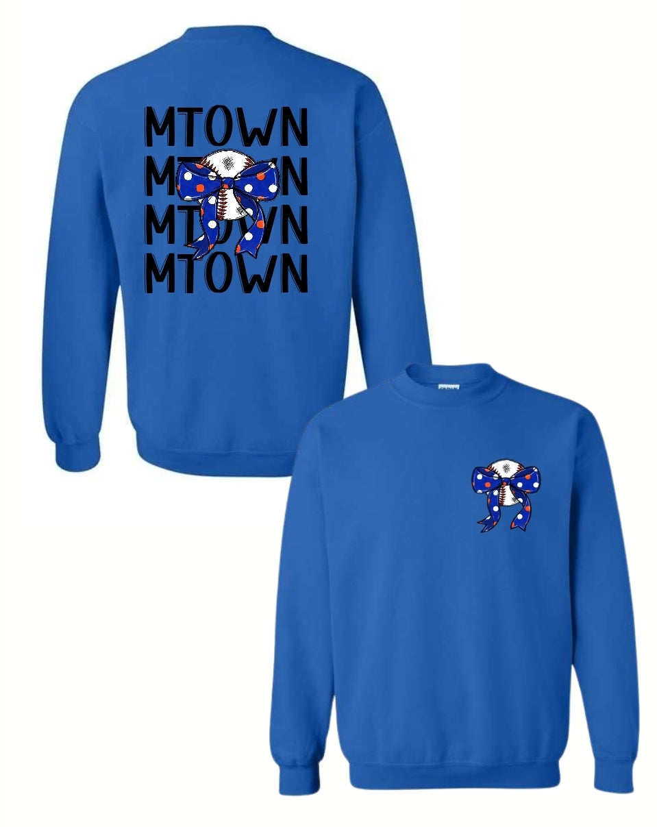 MTown baseball bow TODDLER