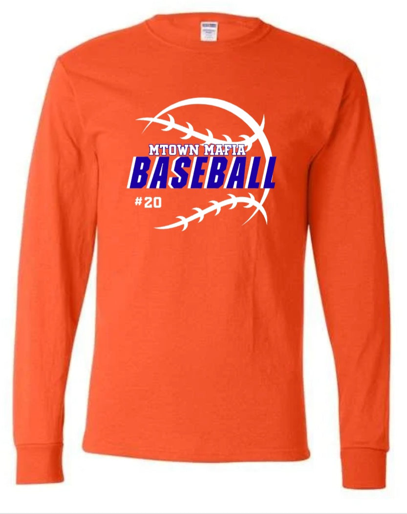 Mtown Mafia Baseball with number Long Sleeve