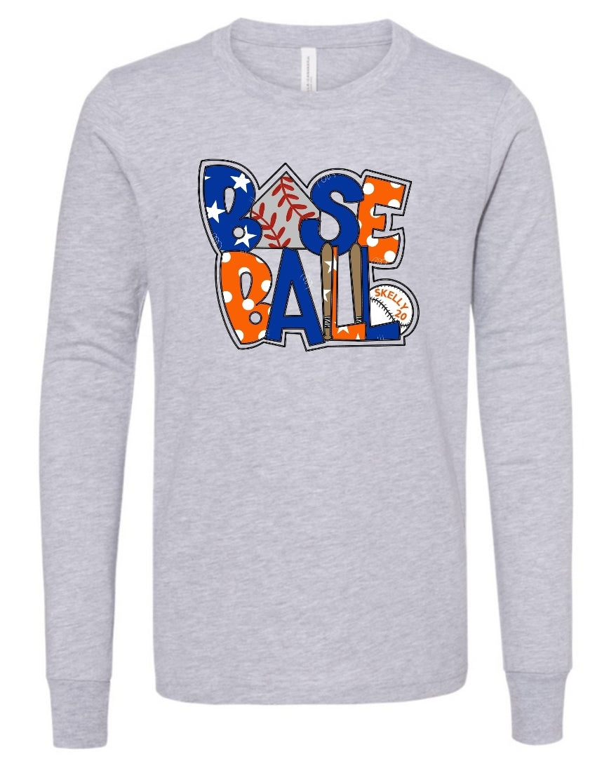 Baseball Orange and Blue Long Sleeve