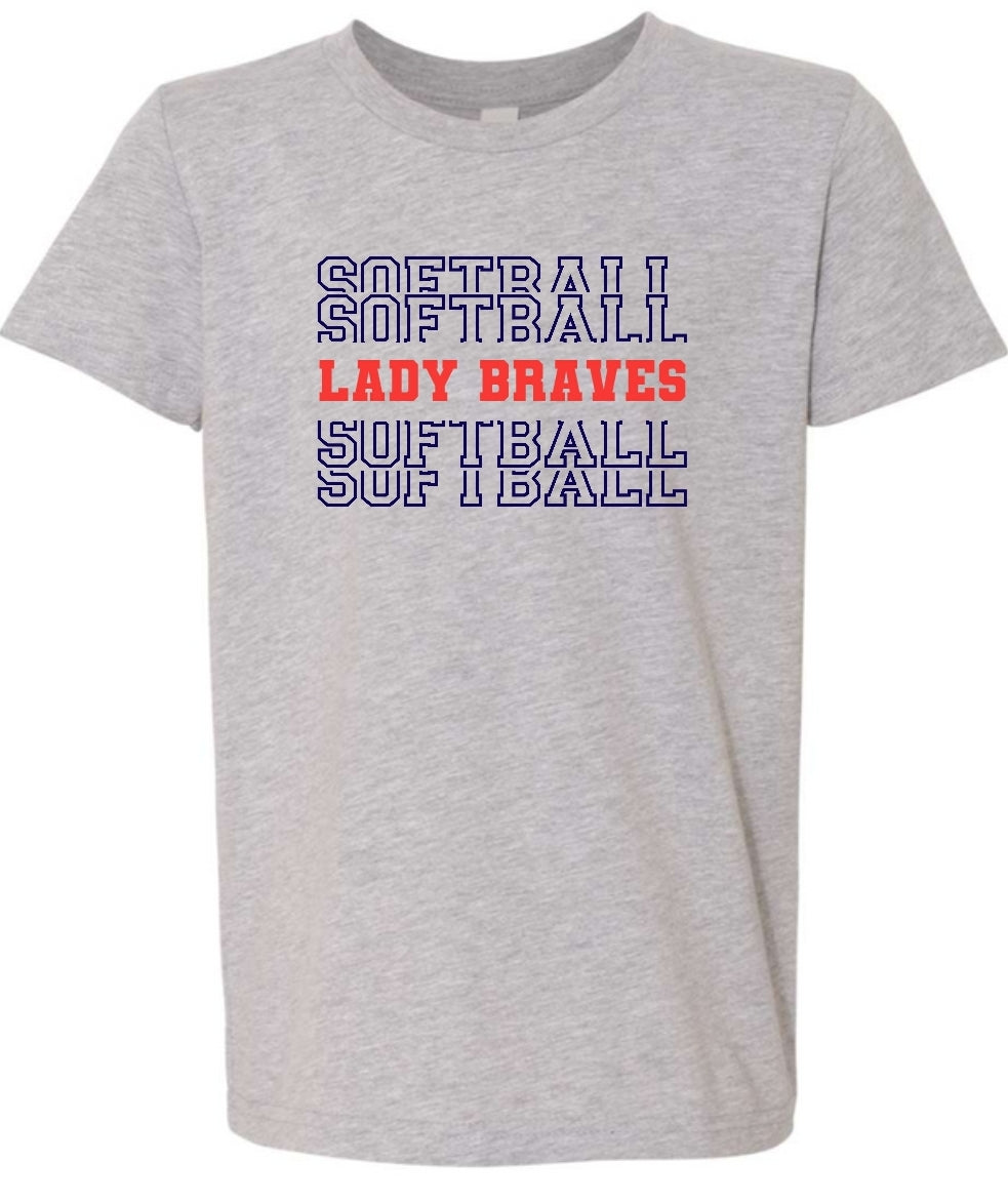 Lady Braves Stacked Tee