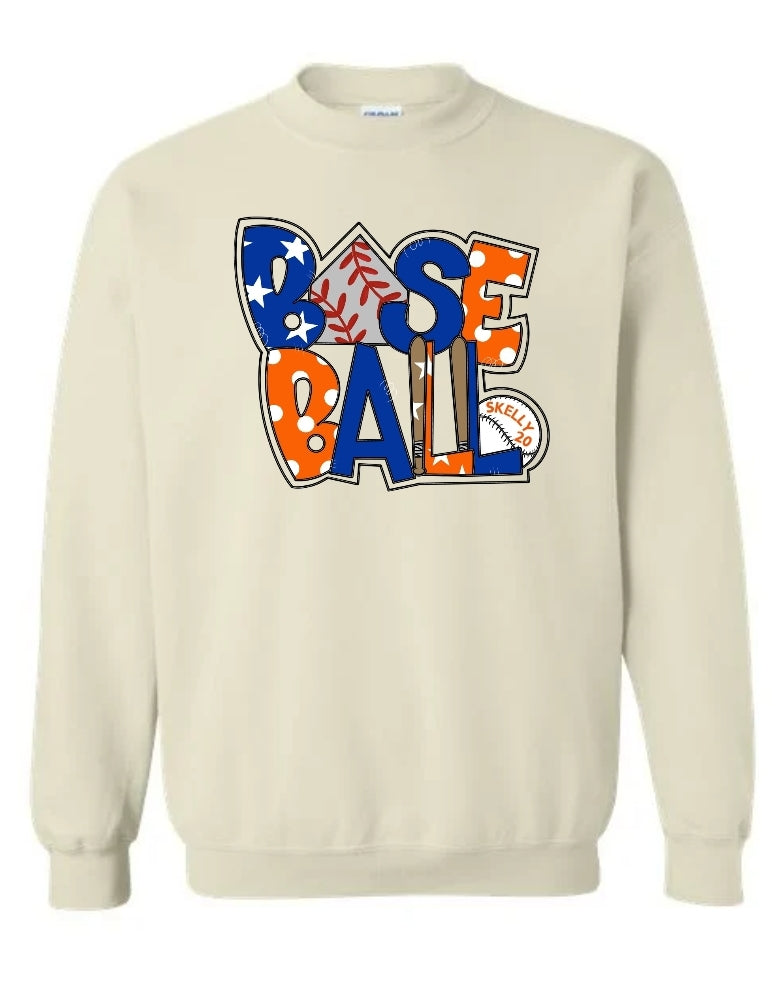 Baseball Orange and Blue Sweatshirt