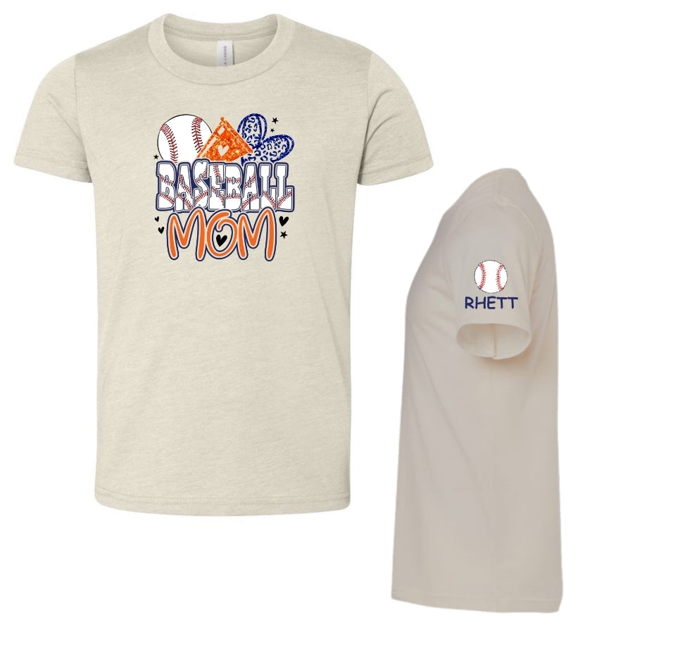 Baseball Mom orange and blue