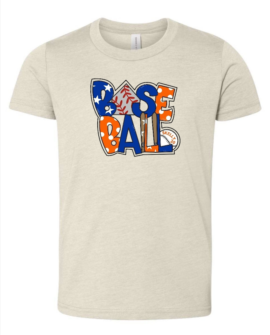 Baseball Orange and Blue Tee