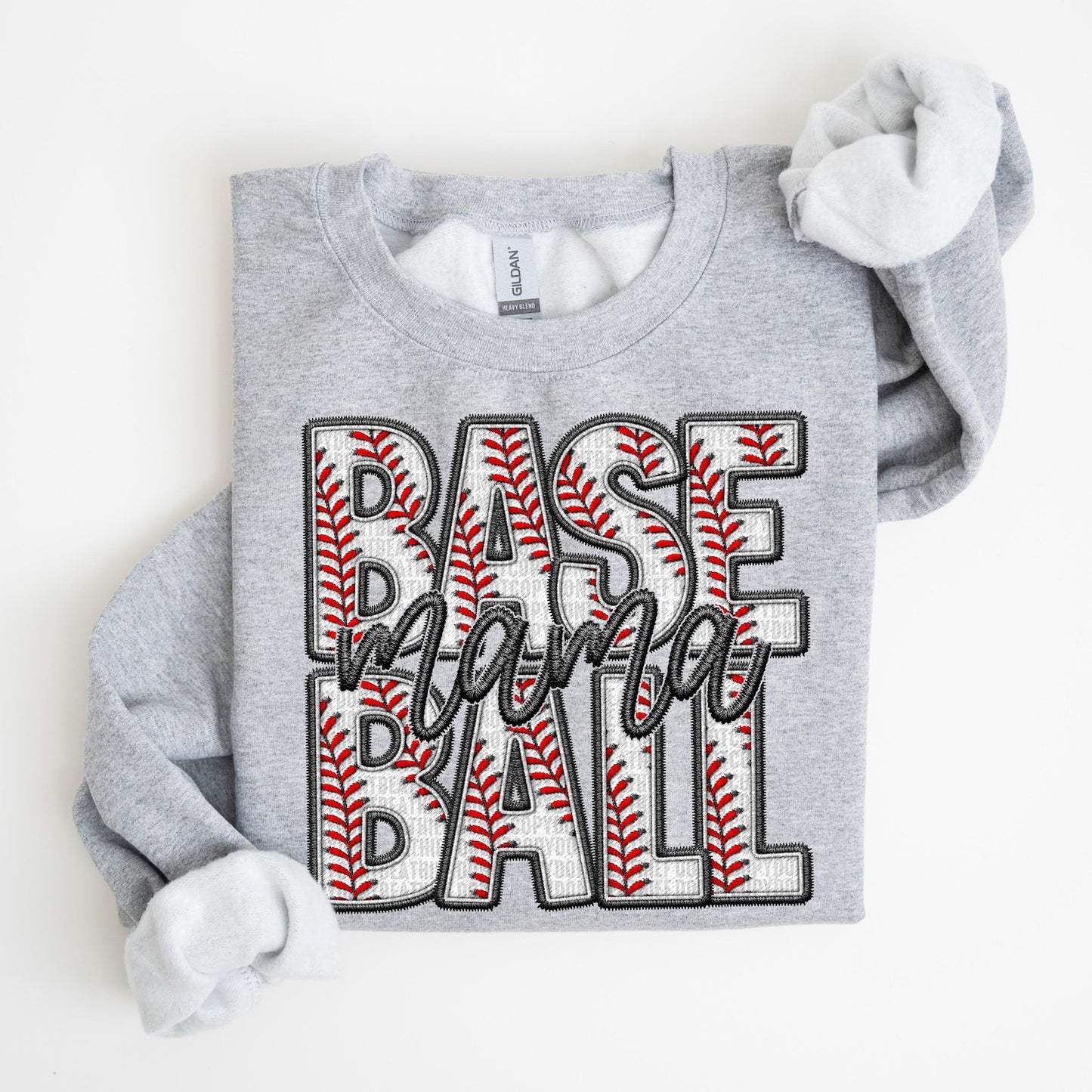 Baseball Mama Faux Embroidery Sweatshirt