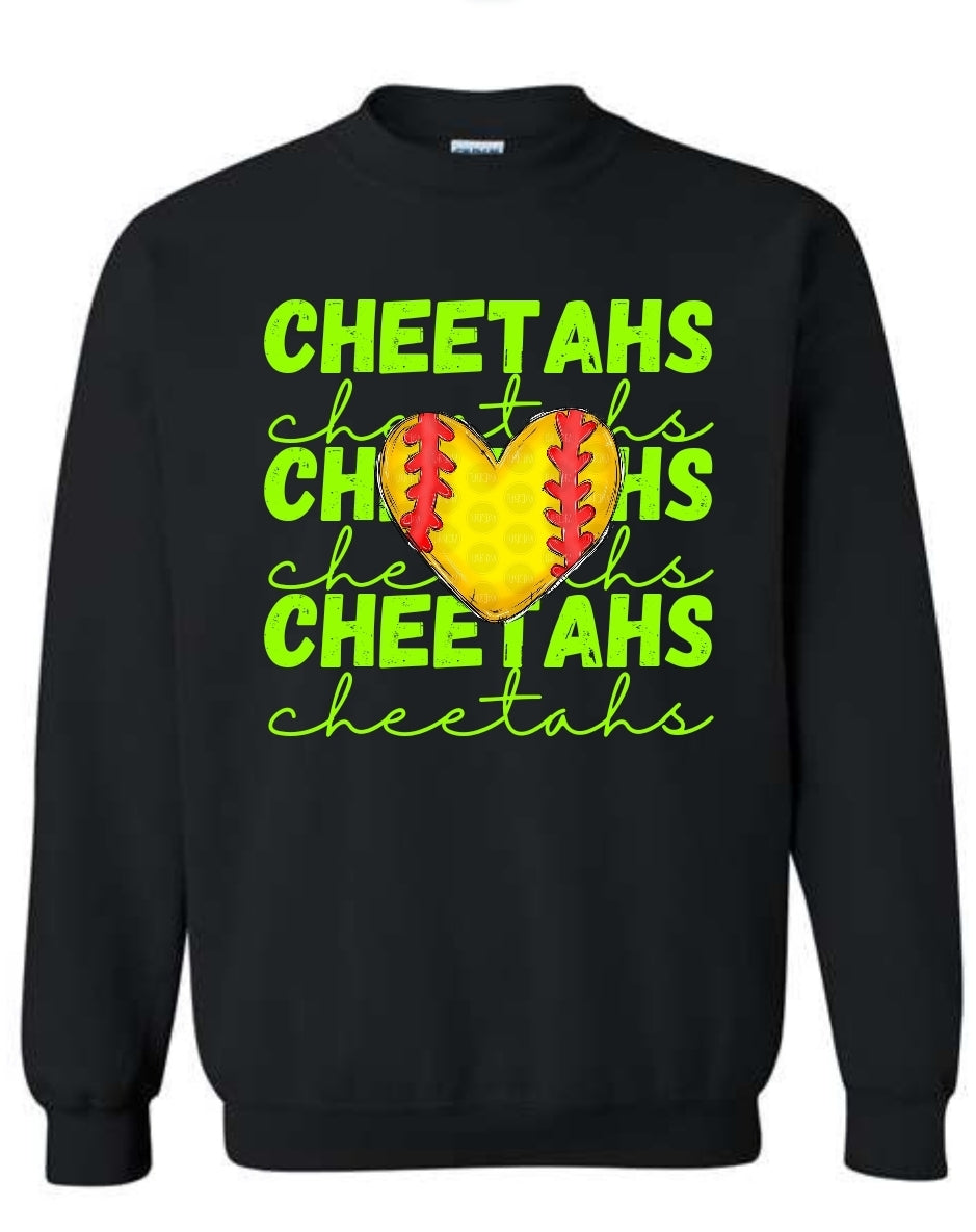 Cheetahs Softball Heart Sweatshirt-Hoodie