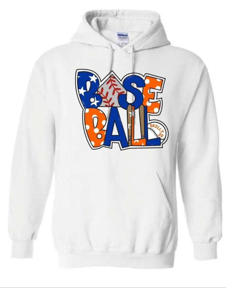 Baseball Orange and Blue Hoodie