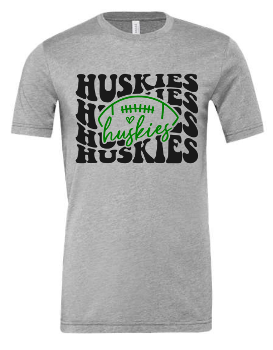 Huskies Heart and Football Short Sleeve Tee