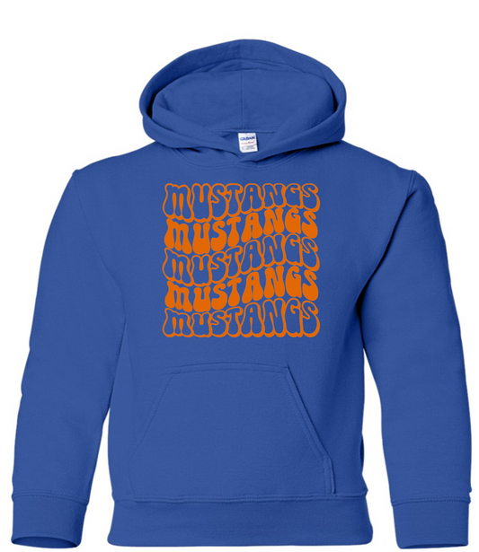 Mustangs Solid Bubble Stacked Youth Hoodie