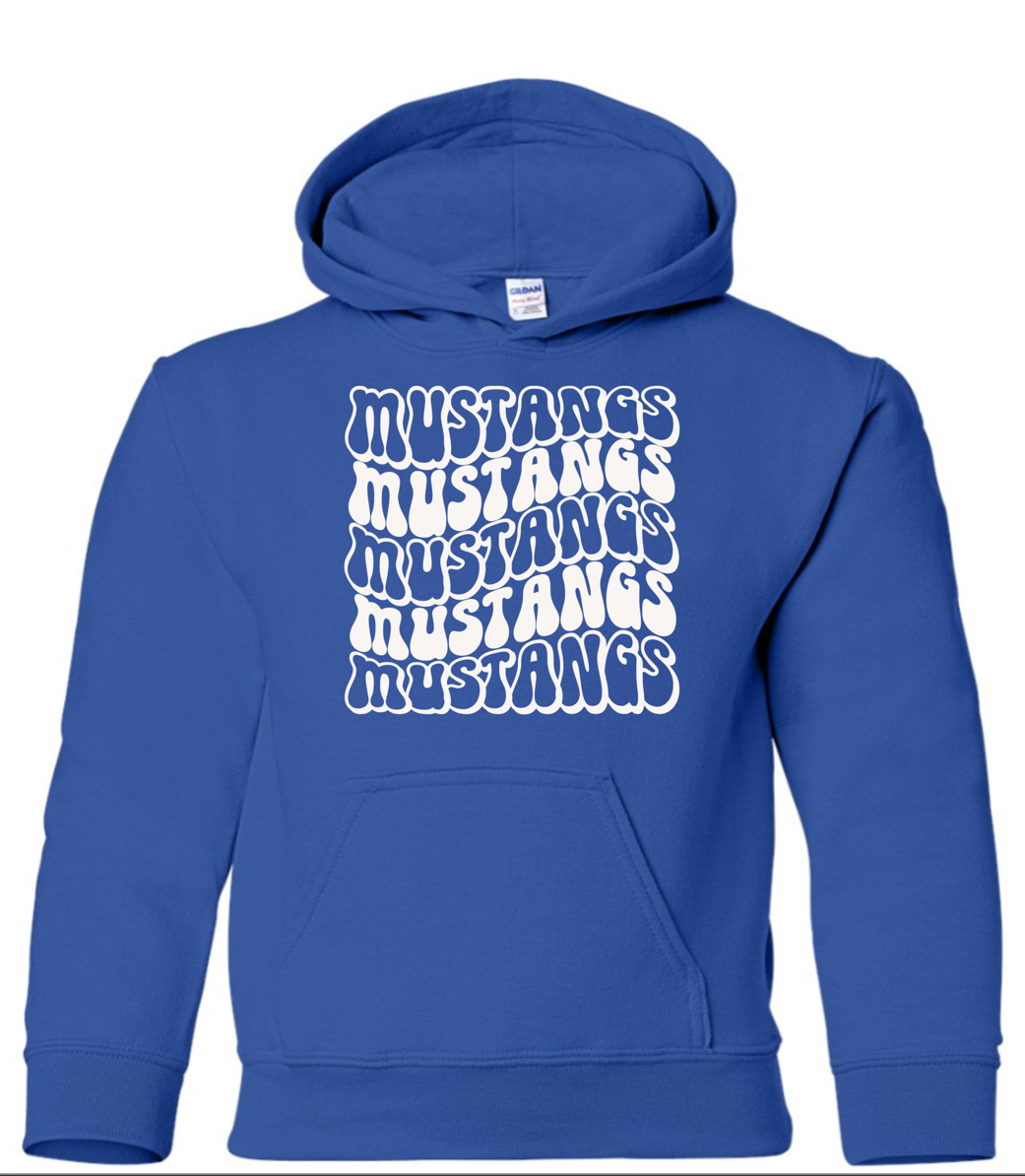 Mustangs Solid Bubble Stacked Adult Hoodie