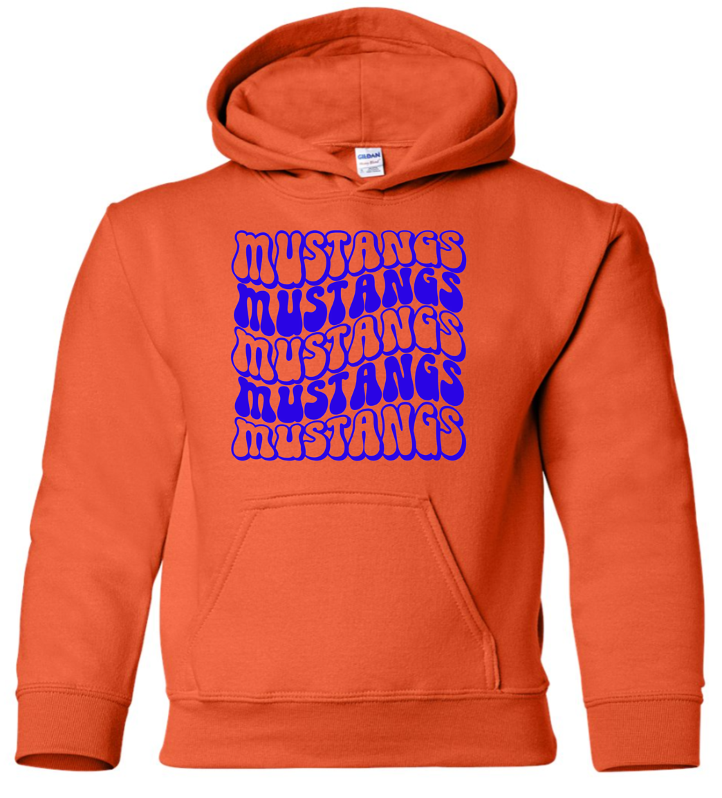 Mustangs Solid Bubble Stacked Adult Hoodie