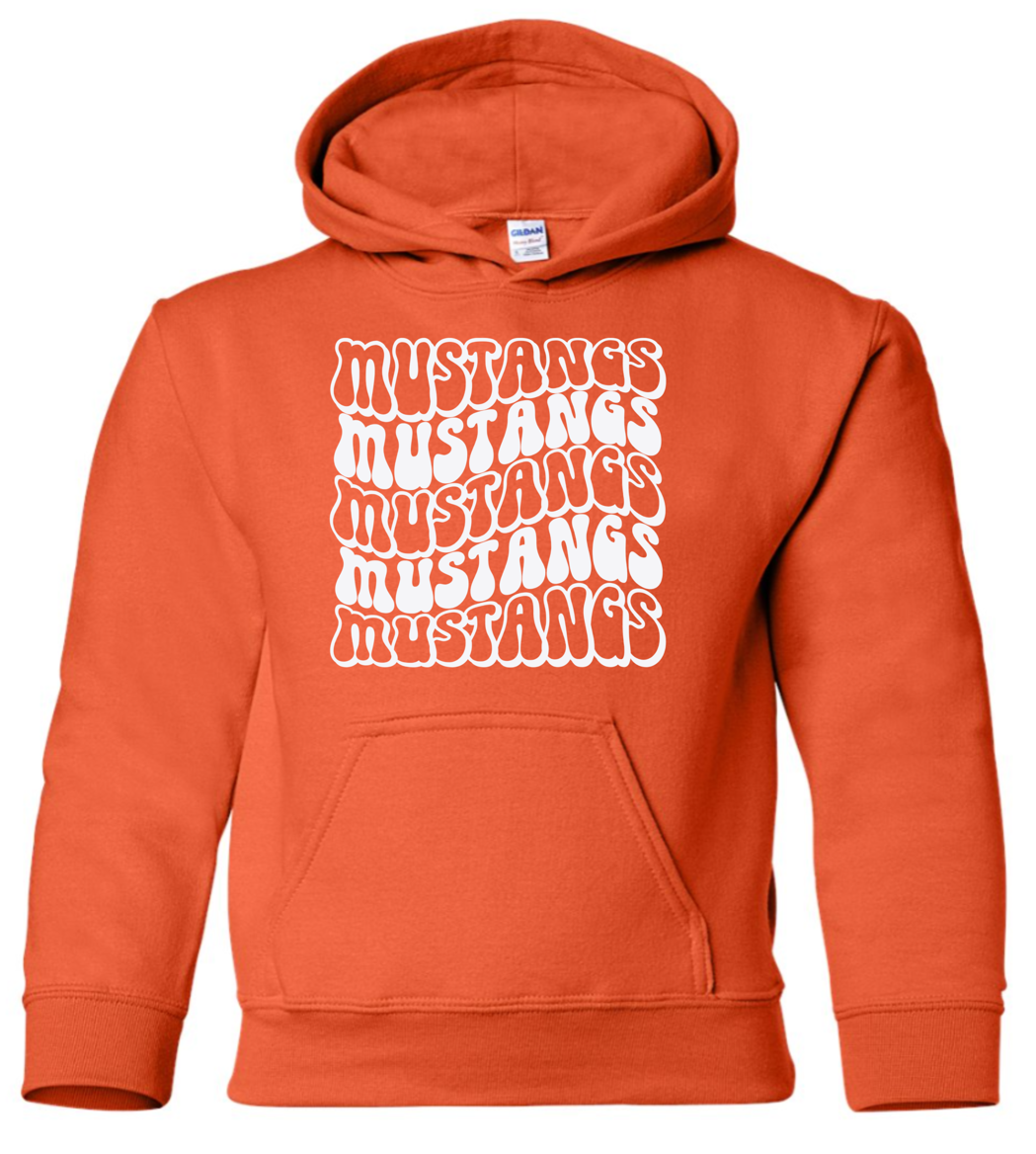 Mustangs Solid Bubble Stacked Adult Hoodie