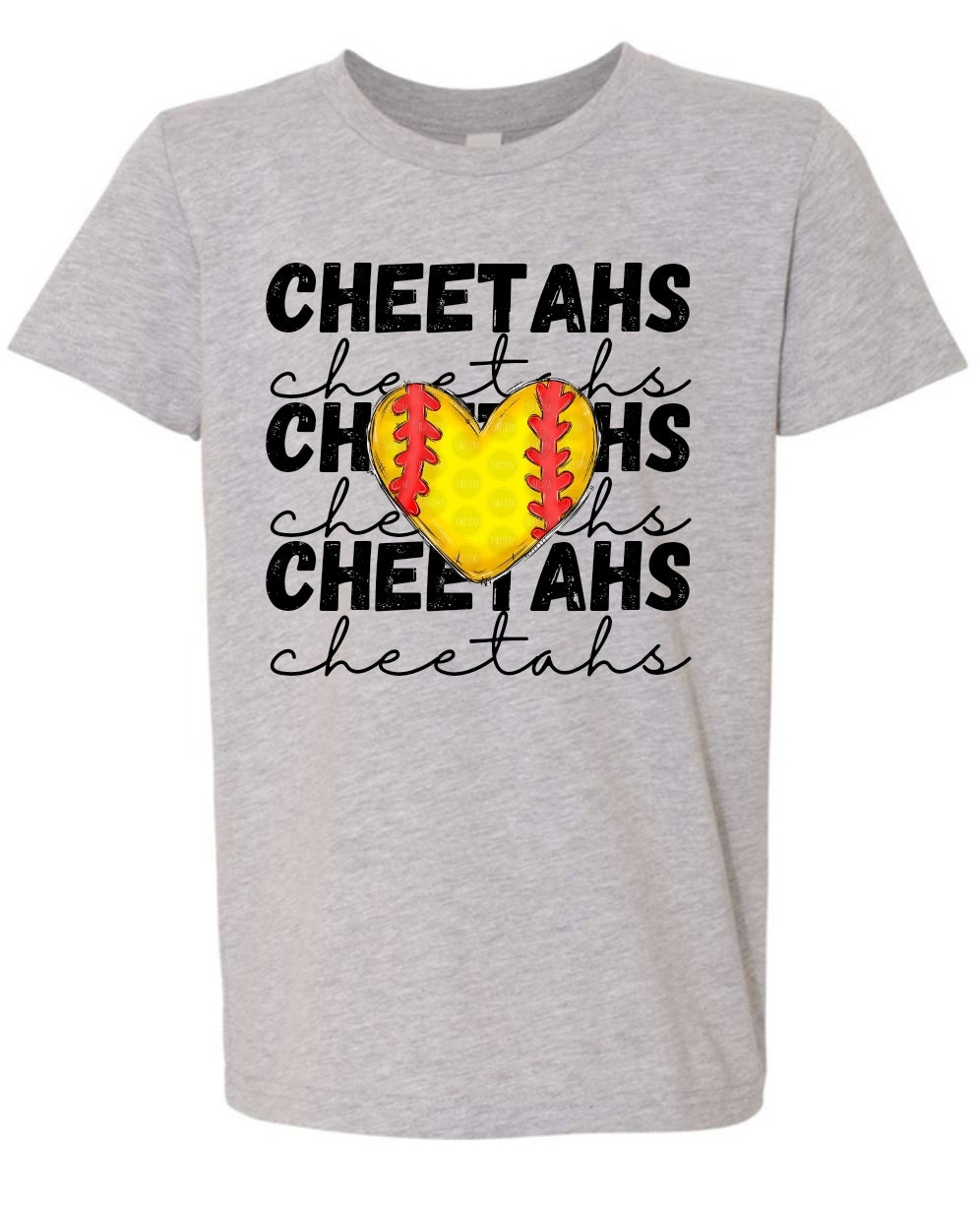 Cheetahs Softball Heart Tee