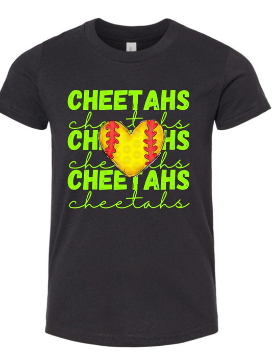 Cheetahs Softball Heart Tee