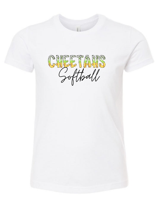 Cheetah Softball Green Gradient Tee