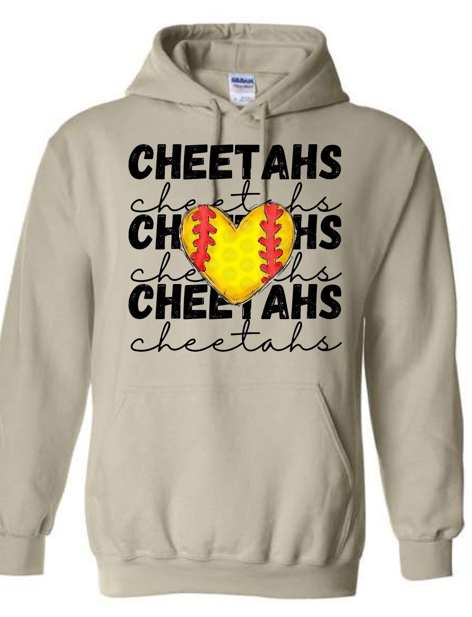 Cheetahs Softball Heart Sweatshirt-Hoodie