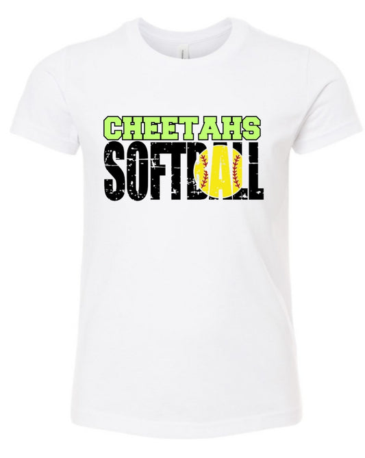 Cheetahs Softball Distressed Tee