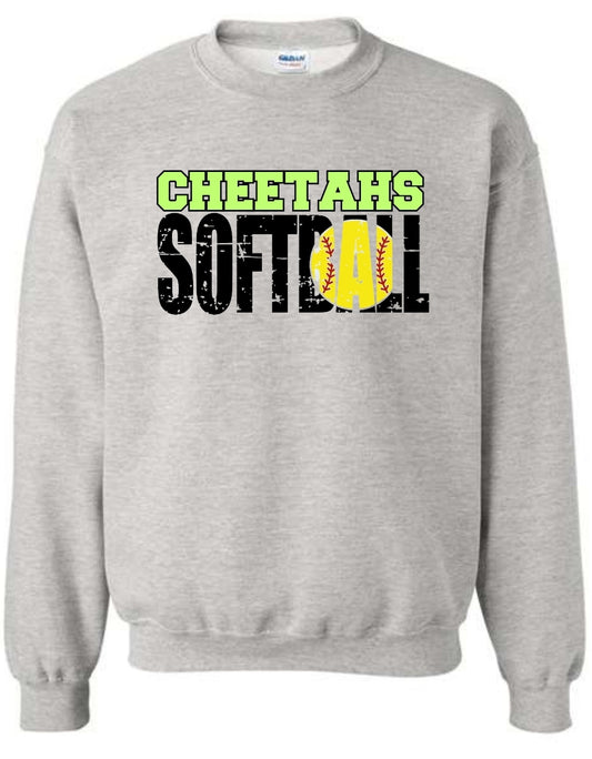 Cheetahs Softball Distressed Sweatshirt-Hoodie