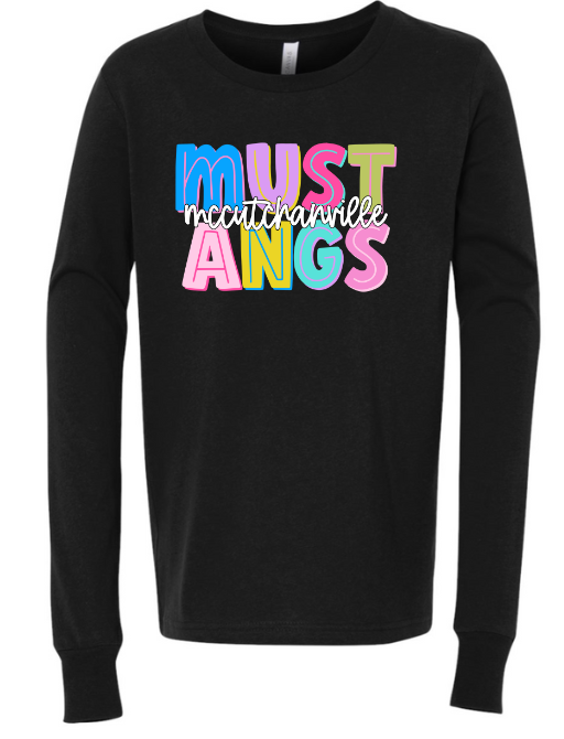 Mccutchanville mustangs colorful long sleeve