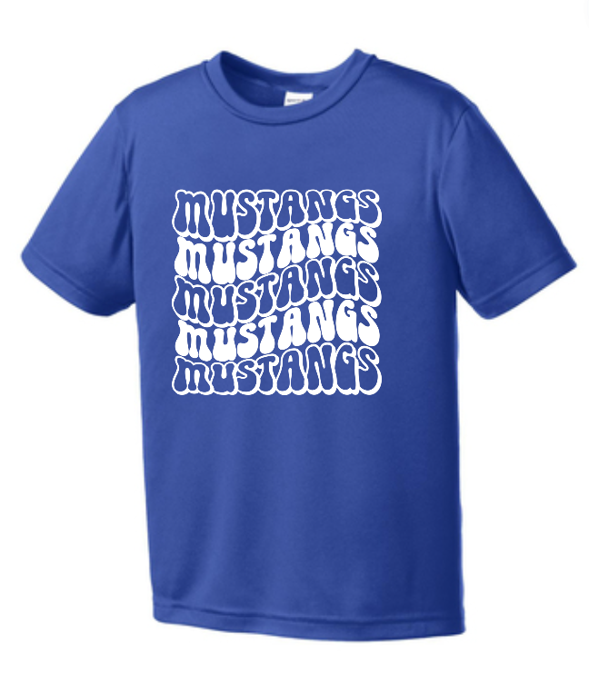 Mustangs Solid Bubble Stacked Youth Short Sleeve  DRI FIT Tee