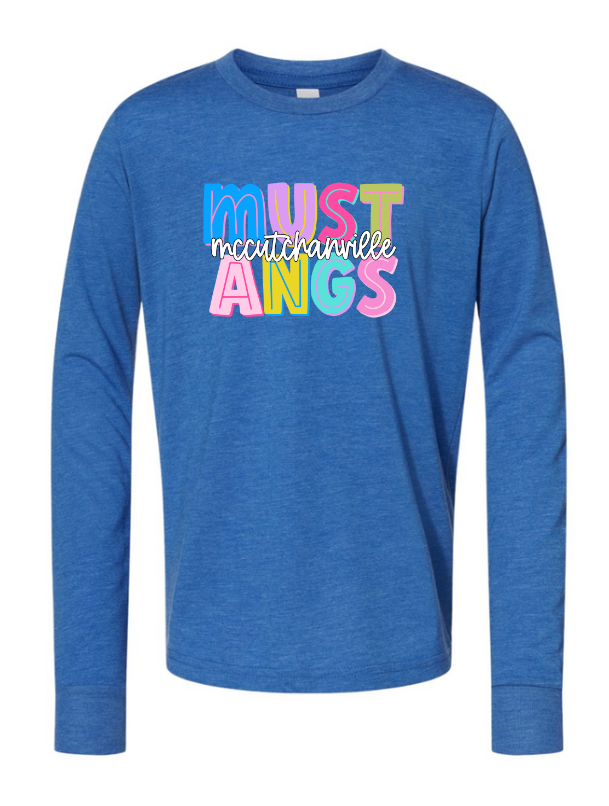 Mccutchanville mustangs colorful long sleeve