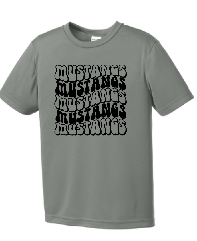 Mustangs Solid Bubble Stacked Youth Short Sleeve  DRI FIT Tee