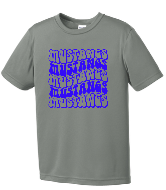 Mustangs Solid Bubble Stacked Youth Short Sleeve  DRI FIT Tee