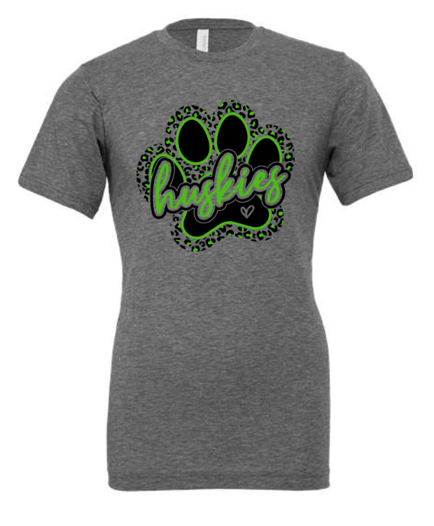 Huskies heart and paw print short sleeve tee