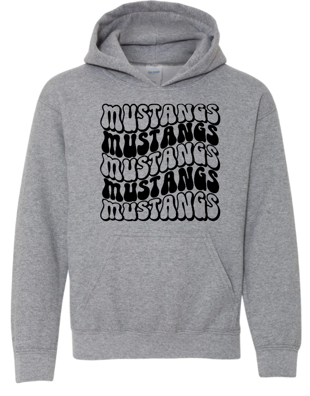 Mustangs Solid Bubble Stacked Adult Hoodie