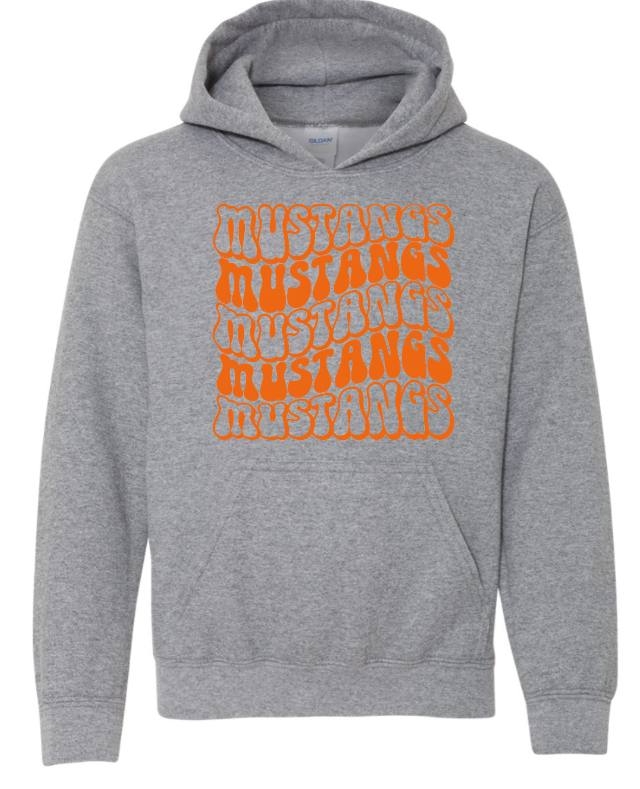 Mustangs Solid Bubble Stacked Adult Hoodie