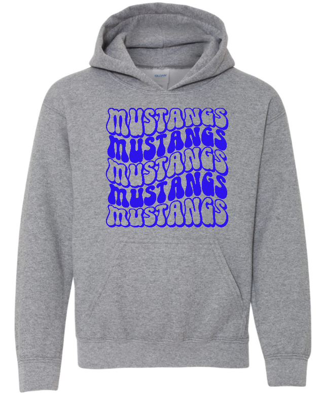 Mustangs Solid Bubble Stacked Adult Hoodie