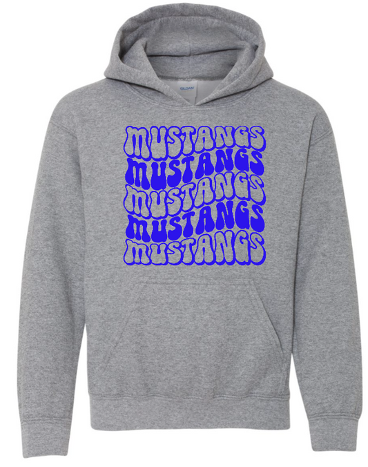 Mustangs Solid Bubble Stacked Adult Hoodie