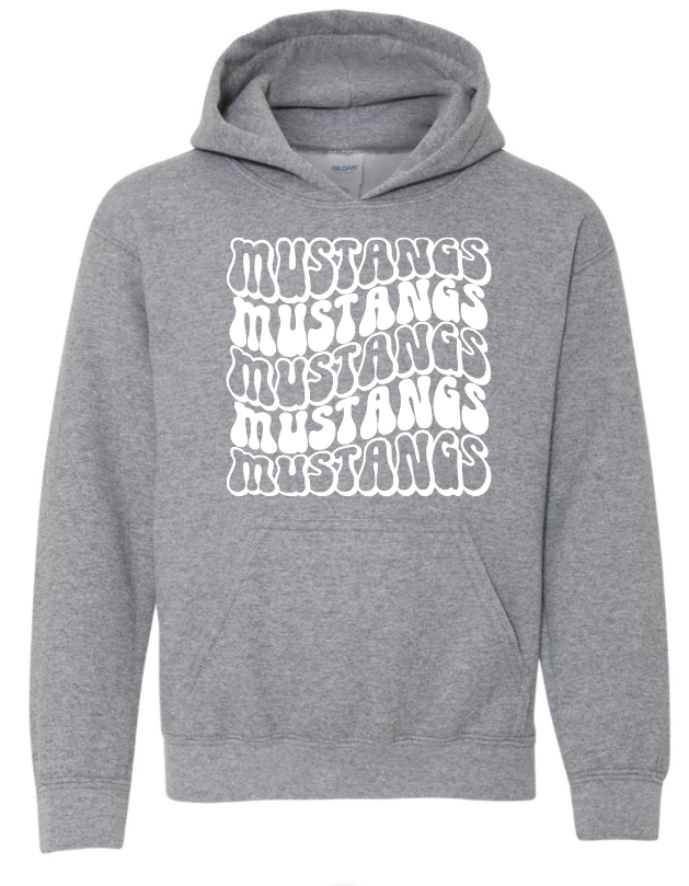 Mustangs Solid Bubble Stacked Adult Hoodie