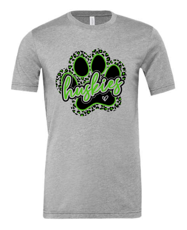 Huskies heart and paw print short sleeve tee