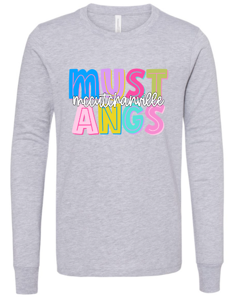 Mccutchanville mustangs colorful long sleeve