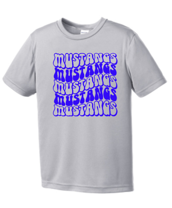 Mustangs Solid Bubble Stacked Youth Short Sleeve  DRI FIT Tee