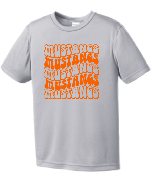 Mustangs Solid Bubble Stacked Youth Short Sleeve  DRI FIT Tee