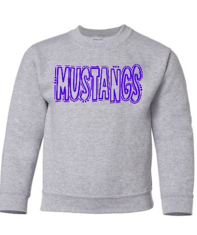 Mustang Doodle Youth Crewneck Sweatshirt