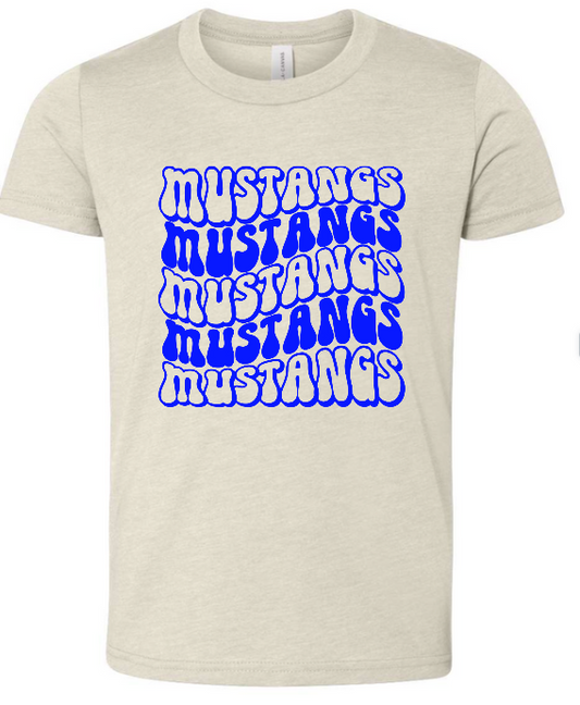 Mustangs Solid Bubble Stacked Adult Short Sleeve Tee