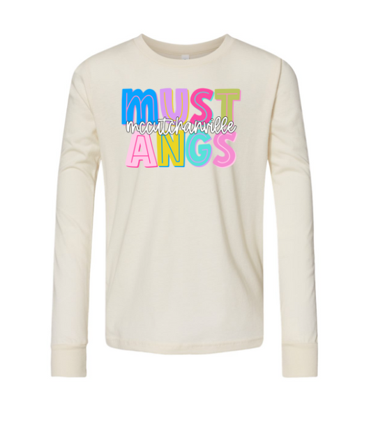 Mccutchanville mustangs colorful long sleeve