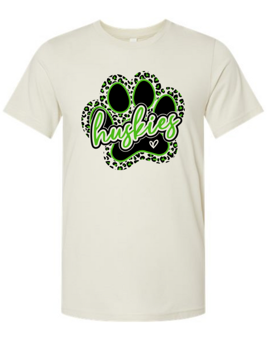 Huskies heart and paw print short sleeve tee