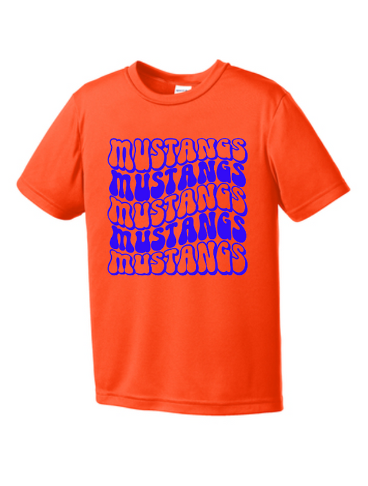 Mustangs Solid Bubble Stacked Youth Short Sleeve  DRI FIT Tee